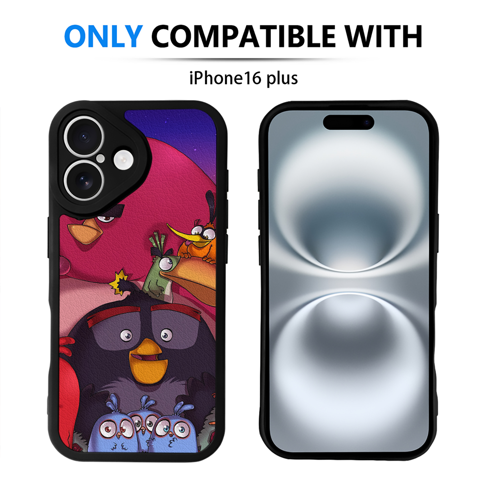 （画像用） Angry Birds アングリーバード 【iPhone 16シリーズ対応】シリコンスマホケース（レザー調） 材質：シリコン